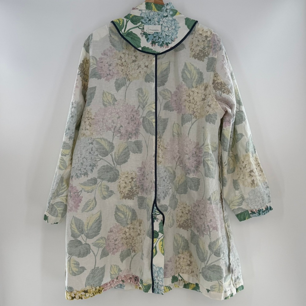 Anthropologie By Anthropologie A+ Mellie Hydrangea Swing Raincoat Blue Floral - Picture 4 of 15